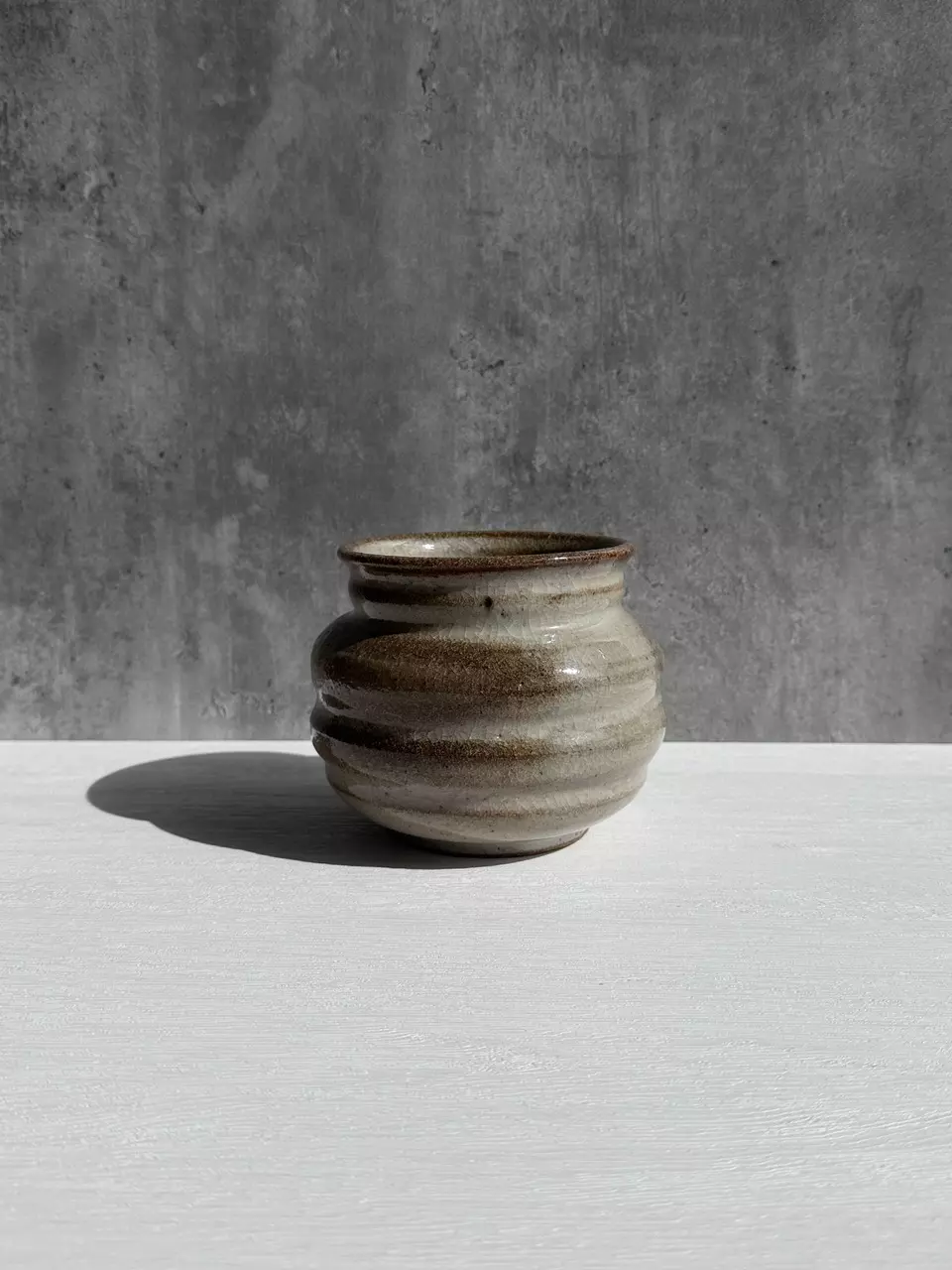 Shino Crackle Planter with Ridged Belly thumbnail