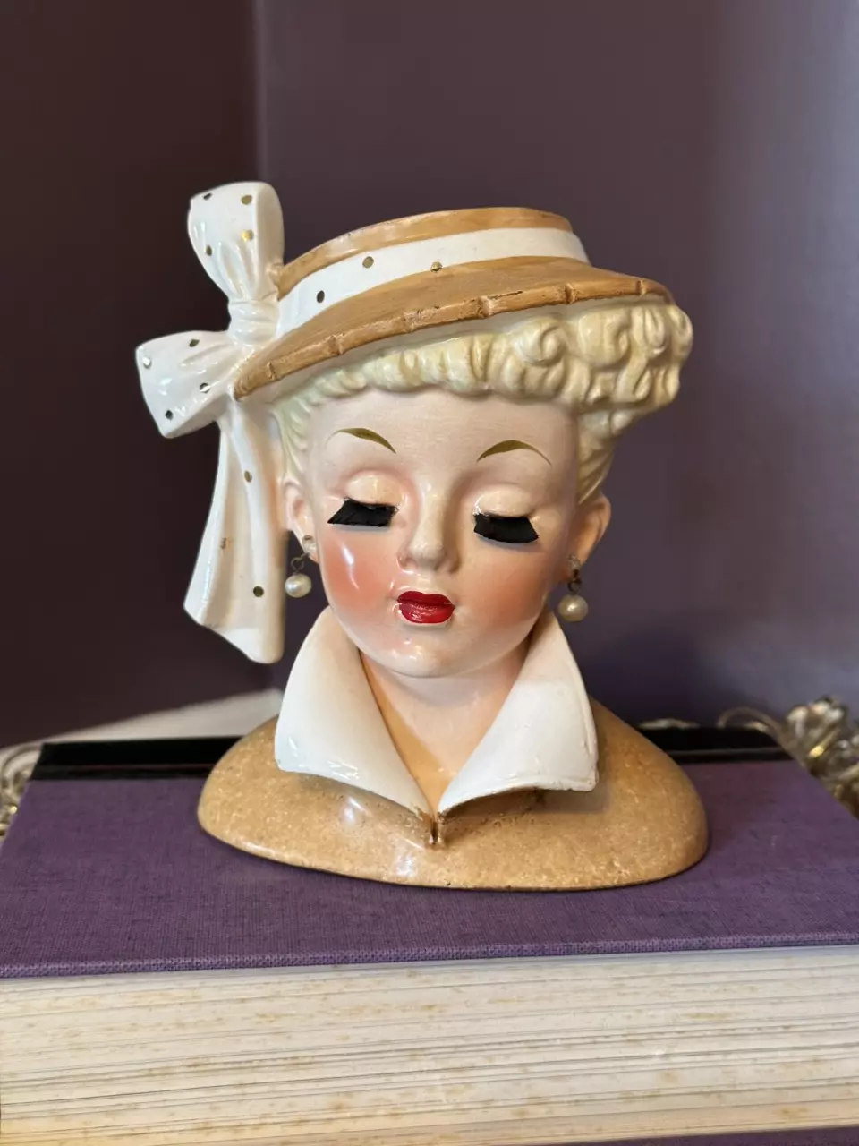 #39 Lucy Inspired Lady Head Vase Napcoware 5 1/2” thumbnail