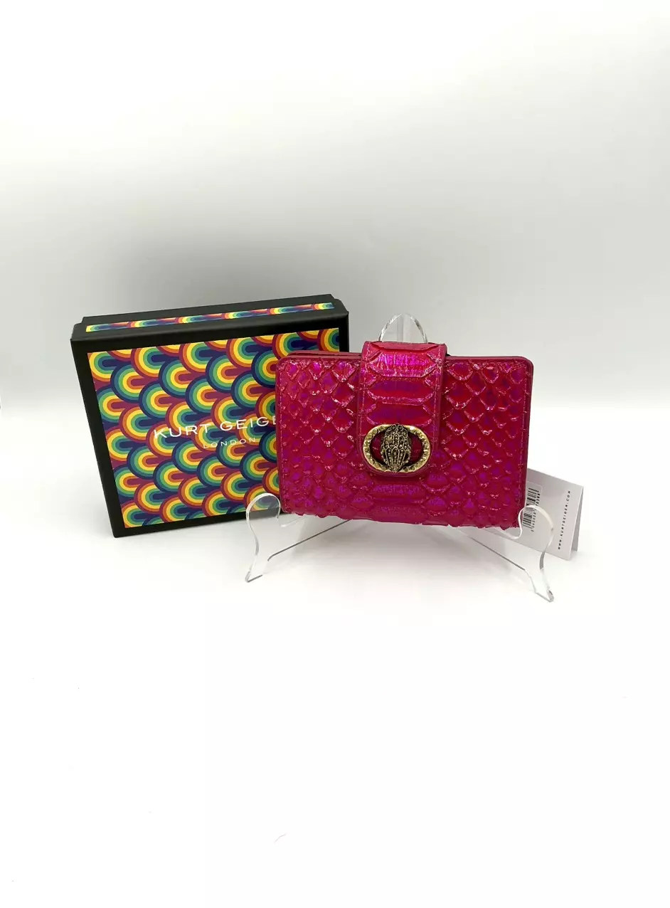 Kurt Geiger Fuchsia Snake Print Chelsea Fold Wallet thumbnail