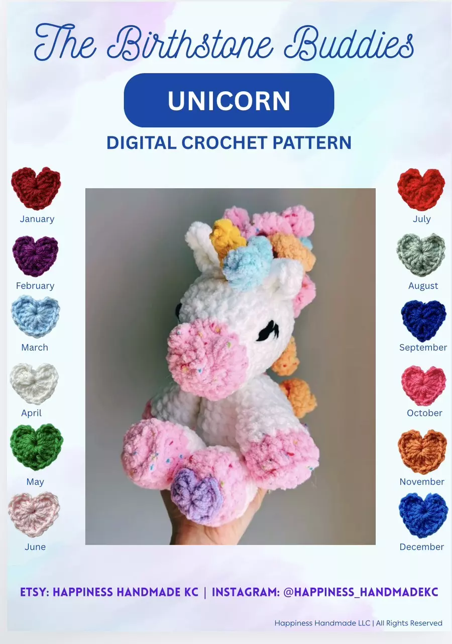 🦄 The Birthstone Unicorn Crochet Pattern - DIGITAL DOWNLOAD thumbnail