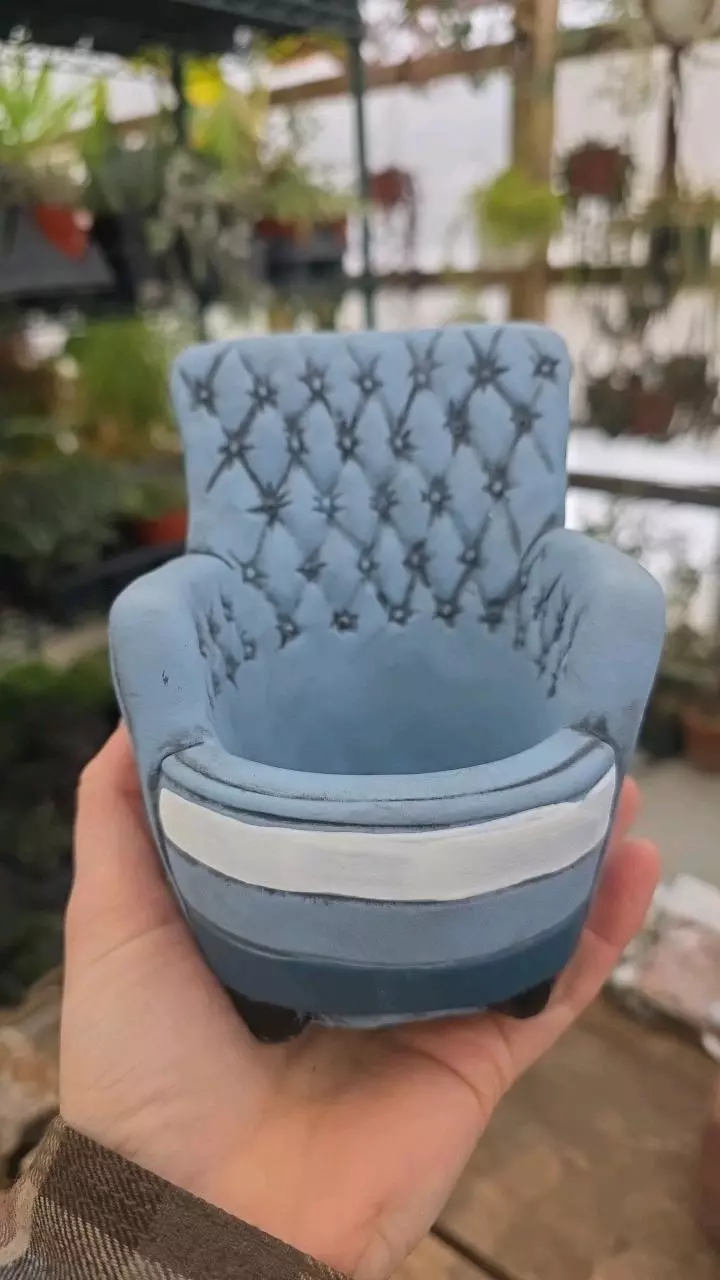 Blue Chair Cement Planter thumbnail