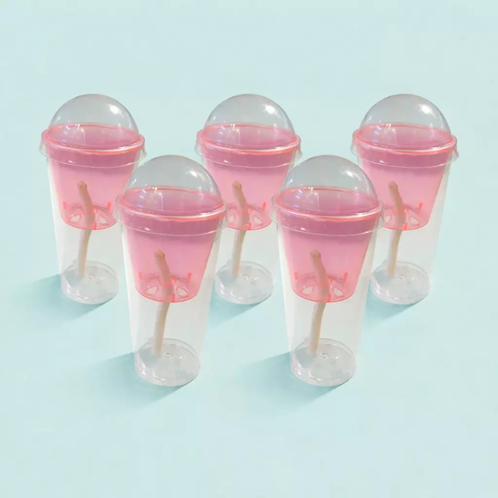 5 pink corm cups with lids thumbnail