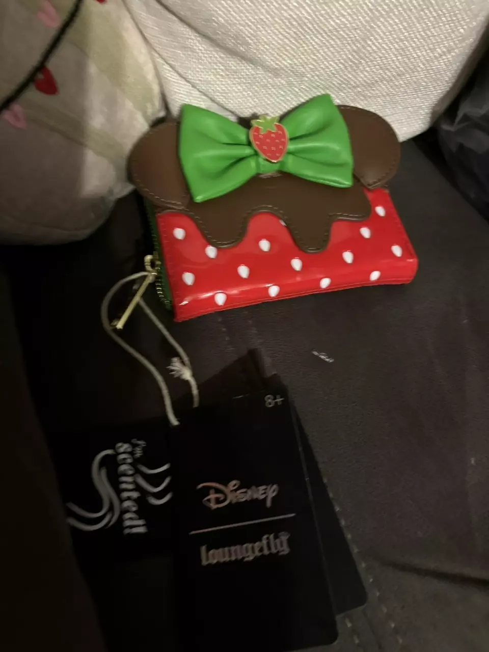 Loungefly Disney Minnie Mouse Chocolate Dipped Strawberry Ears Scented Small Zip thumbnail