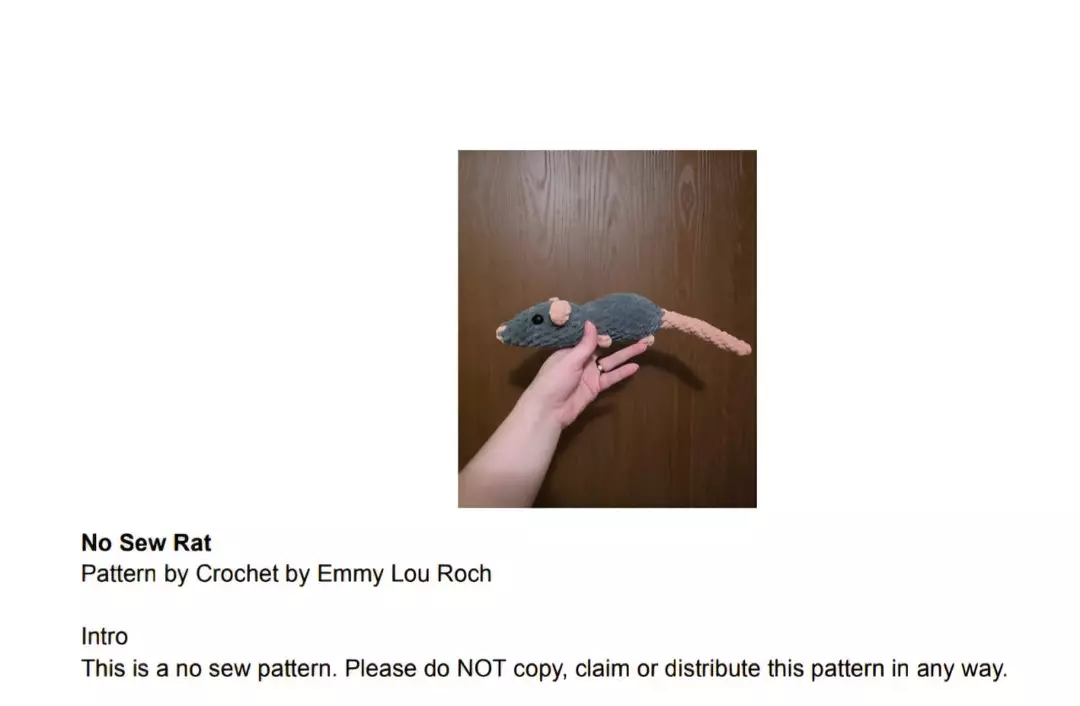 No Sew Rat Crochet Pattern PDF thumbnail