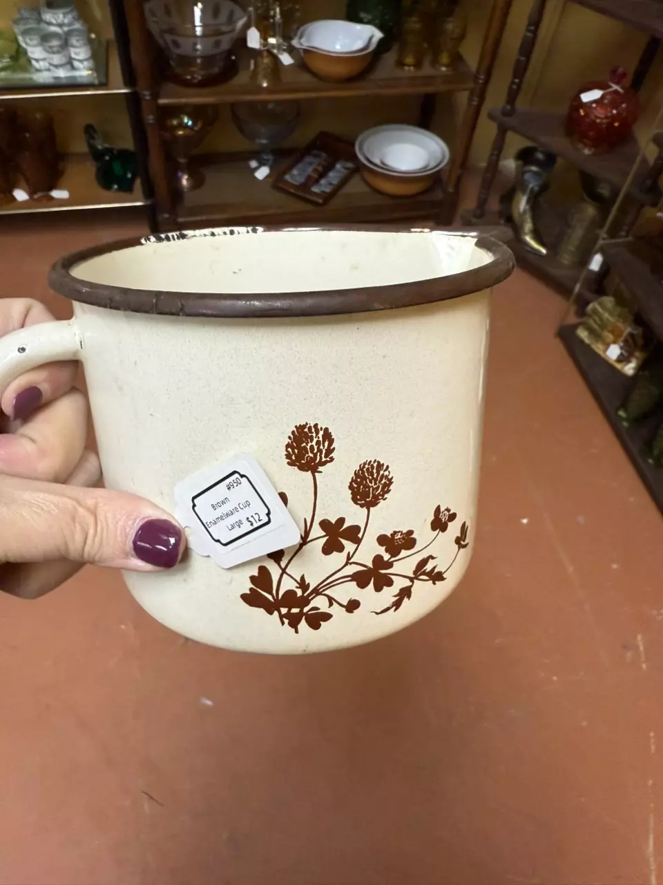 Tan/Brown Enamelware Cup large thumbnail