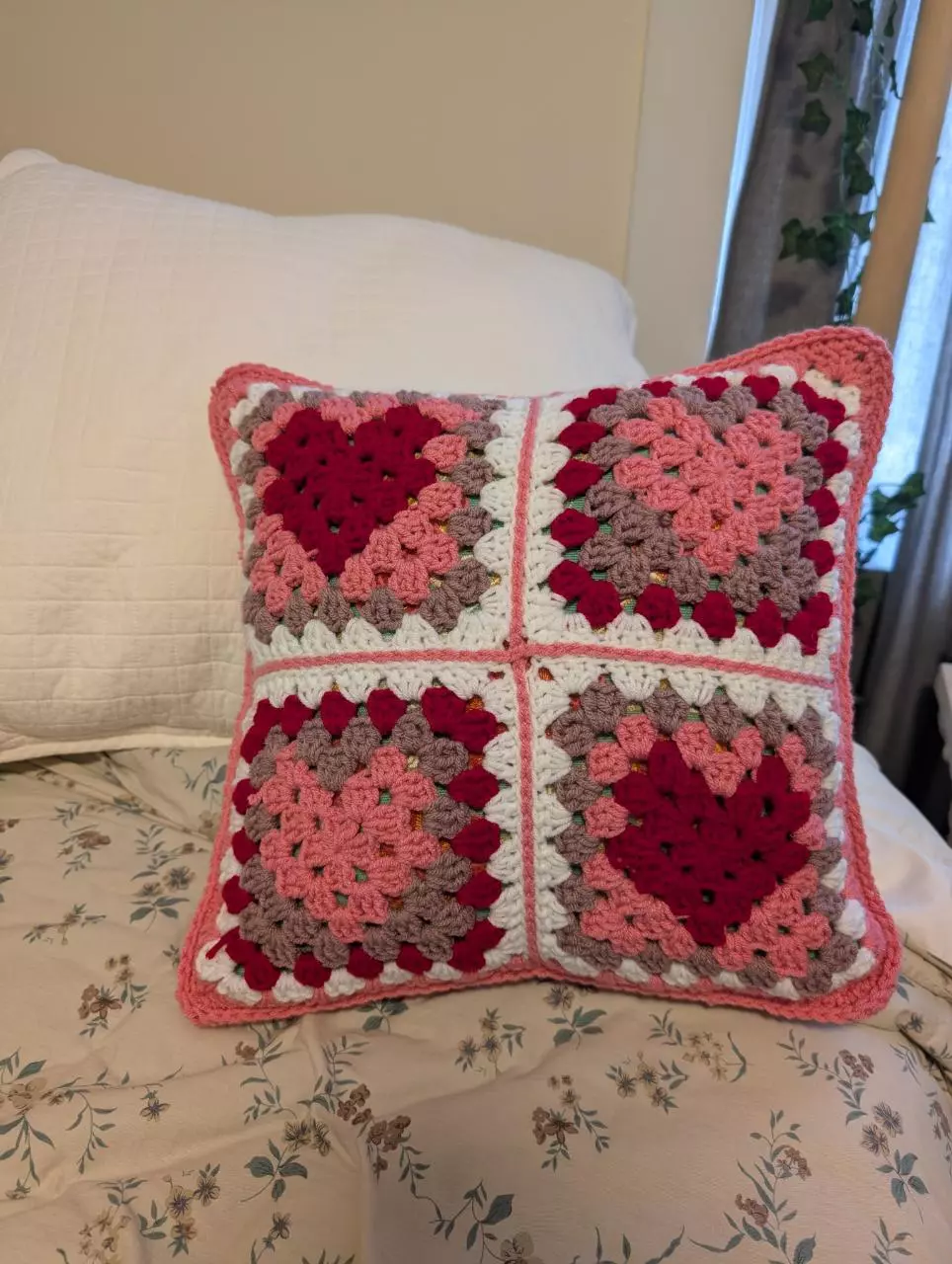 💕💌 Handmade Crochet Heart Pillow Cover thumbnail