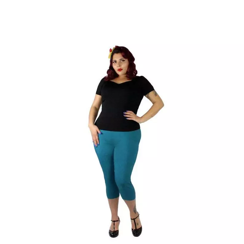 SUMMER SALE!!Teal Pin Up High Waist Capri Pant thumbnail