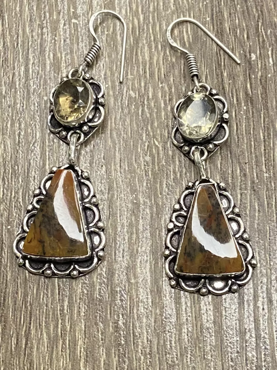 Dendrite Opal Morganite Gemstone Drop Dangle Earrings Jewelry 2.2" thumbnail