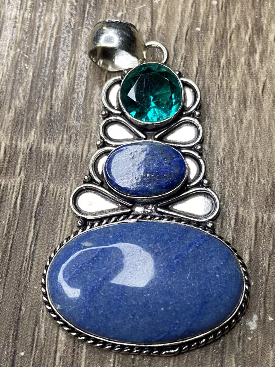 Aventurine (blue), Lapis & Apatite  Pendant 925 Silver thumbnail
