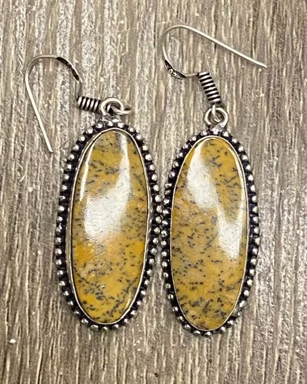 Dendrite Opal 925 Silver Earrings Jewelry Gift 2.2" thumbnail