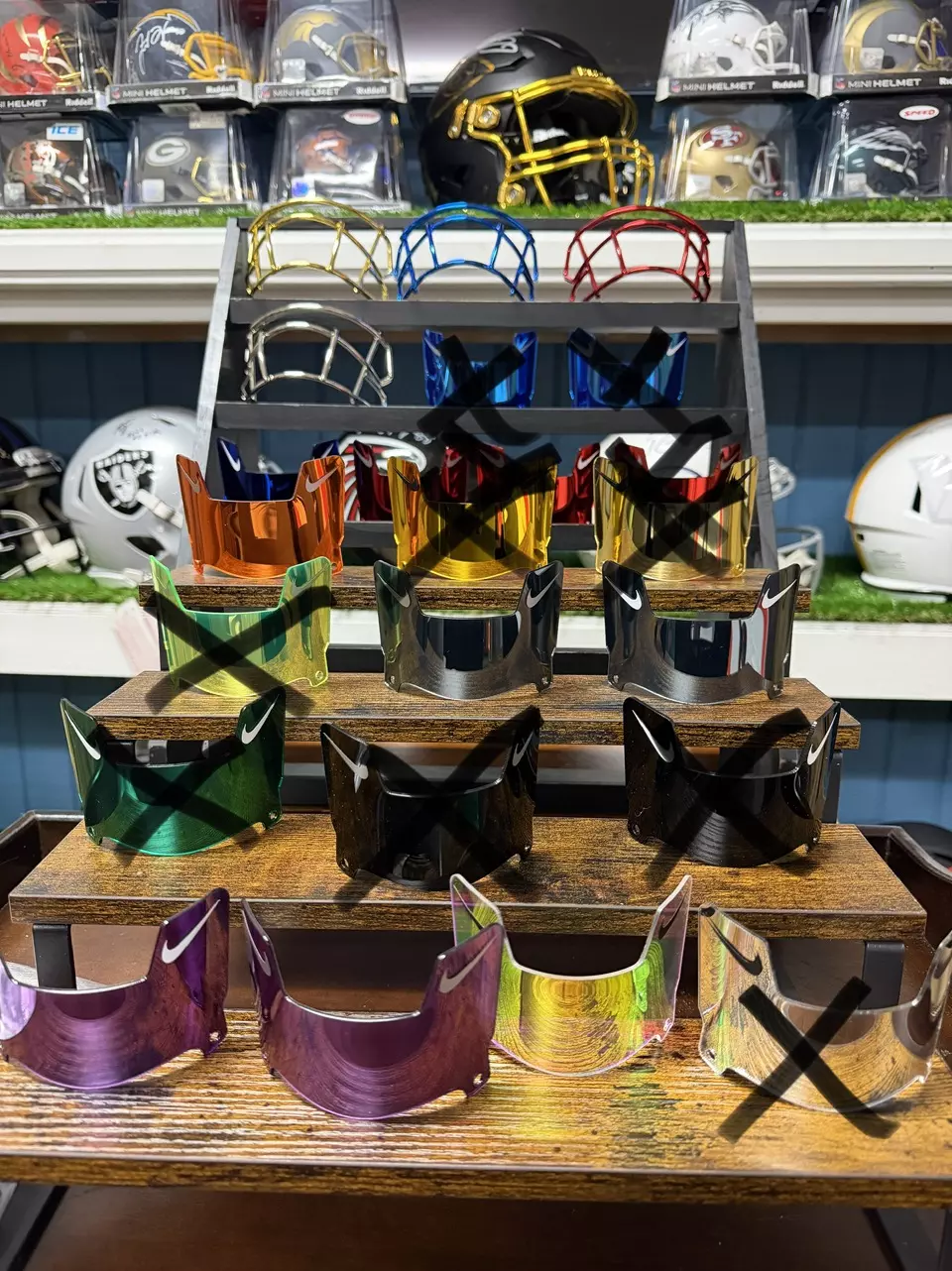 Mini Helmet Visors with Clips- Hard Plastic with Swoosh thumbnail