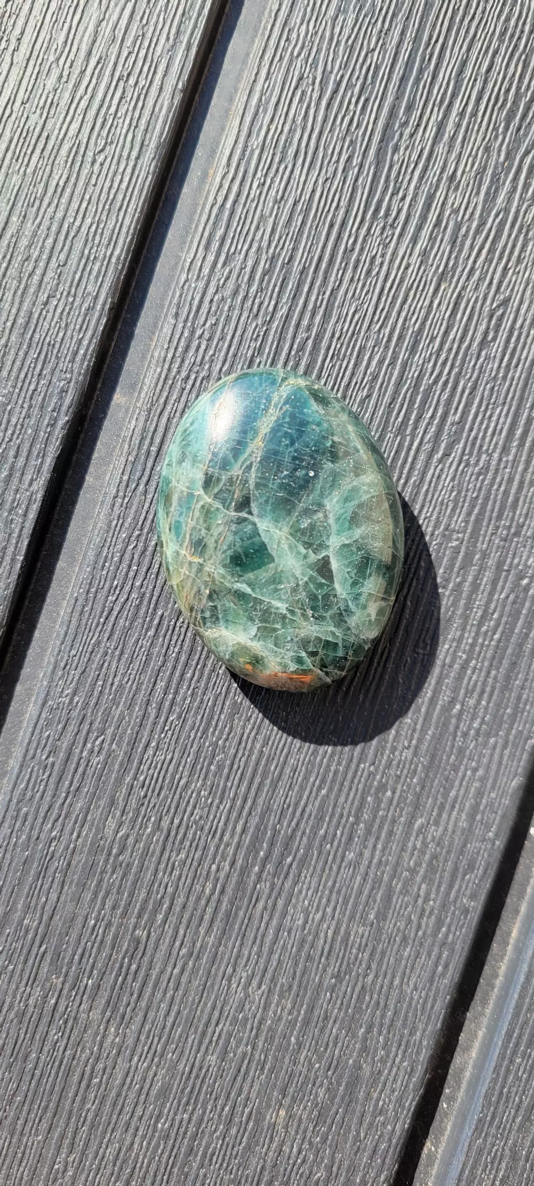 Green Apatite crystal palm stone thumbnail