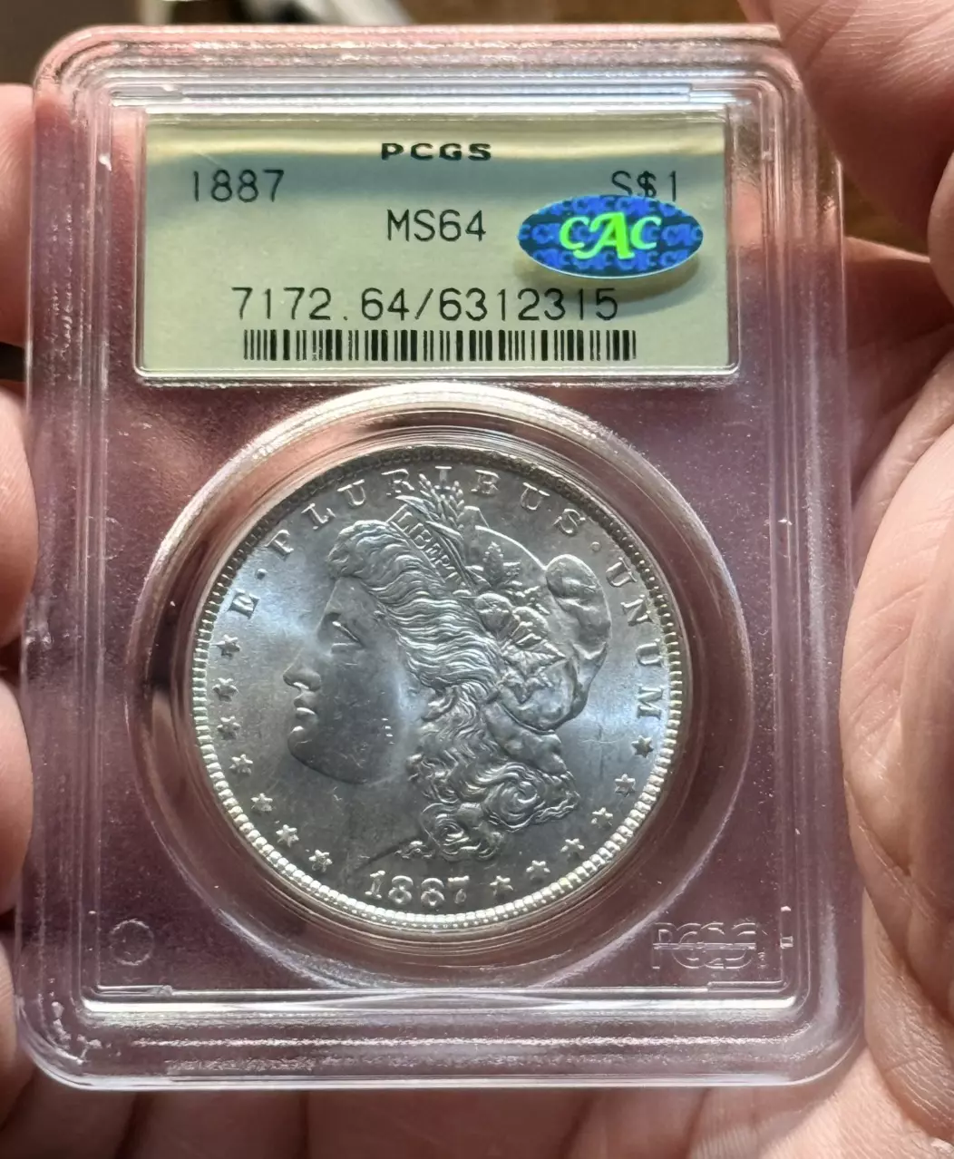 1887 Morgan dollar PCGS MS64 OGH WITH CAC thumbnail