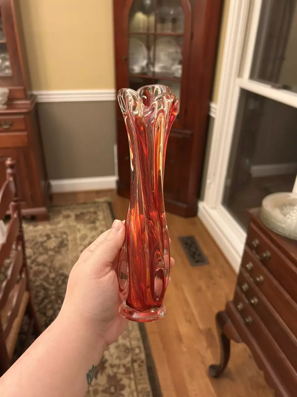Vintage Red Glass vase thumbnail