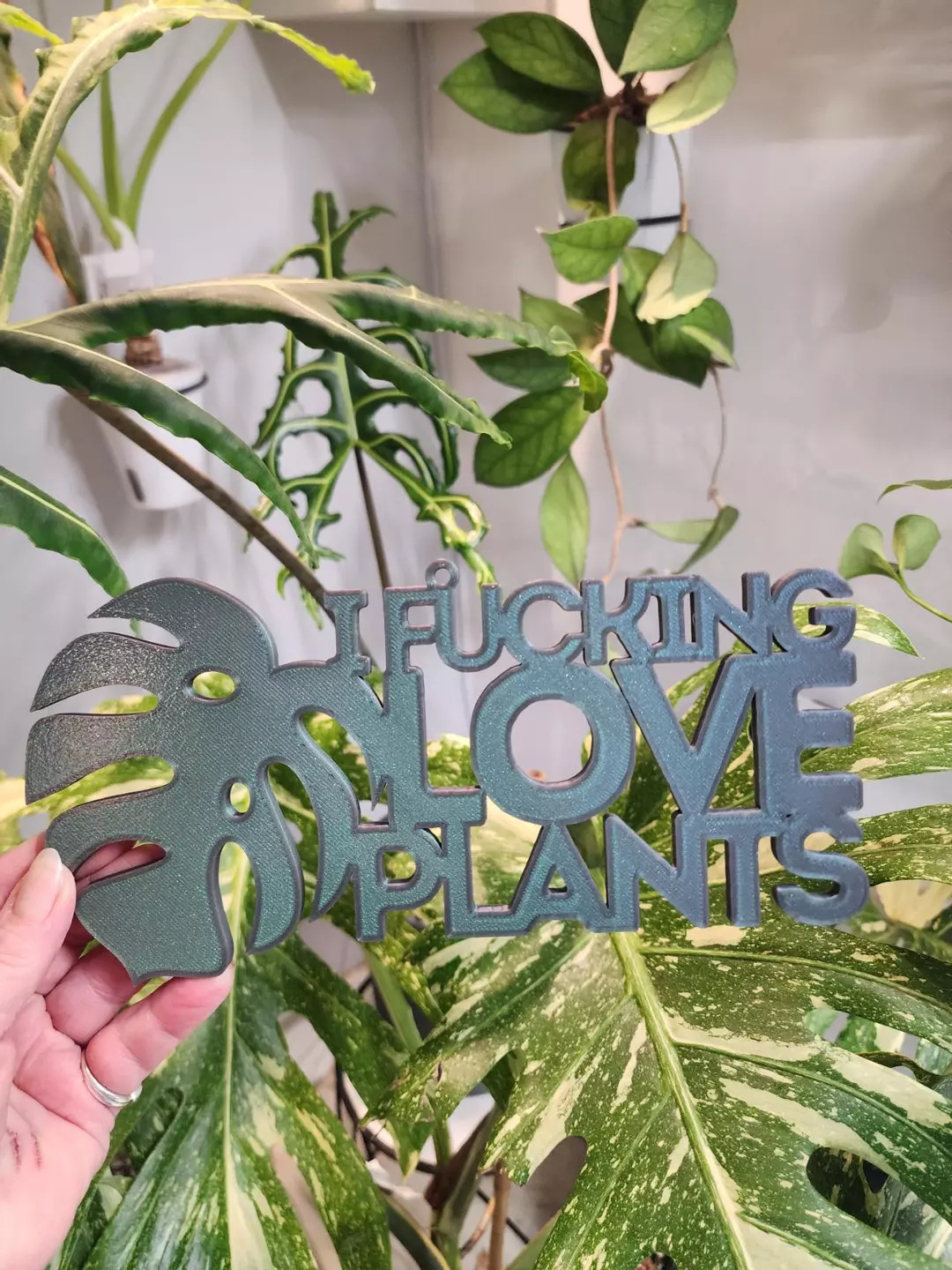 Color shift green I love plants sign thumbnail