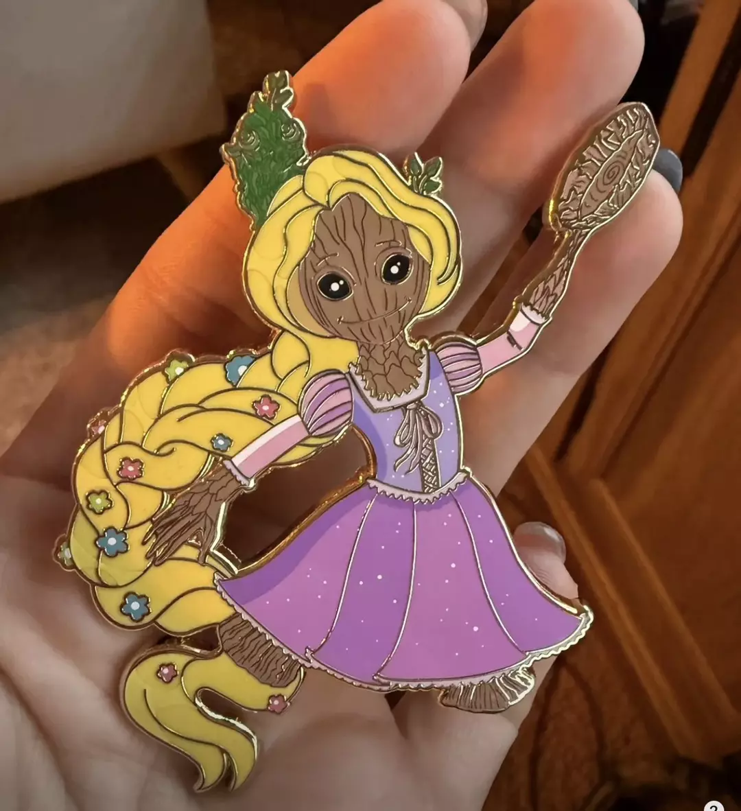 Groot x Rapunzel fantasy pin thumbnail