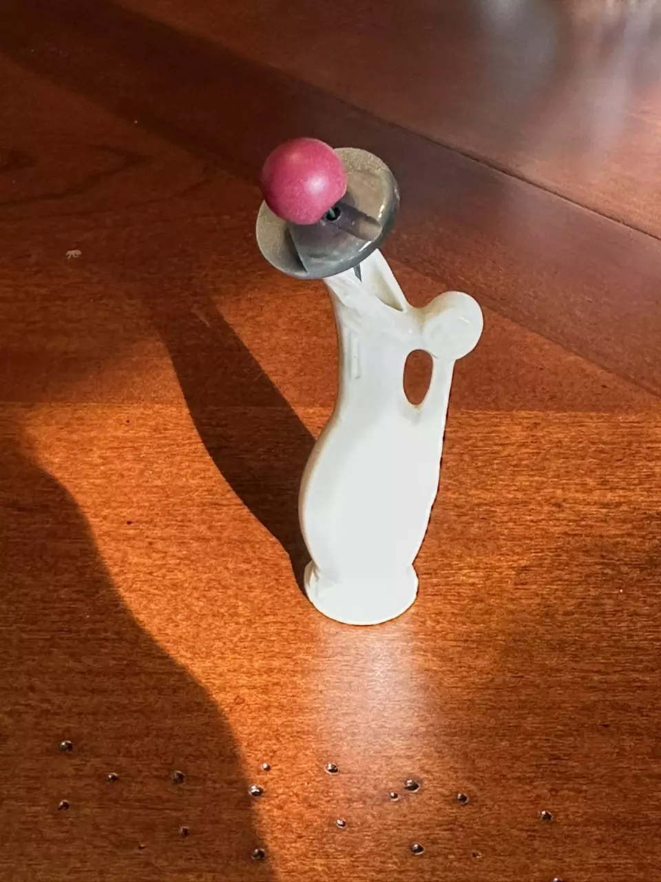 Mini Vintage Pitcher with single vintage  button flower stem thumbnail