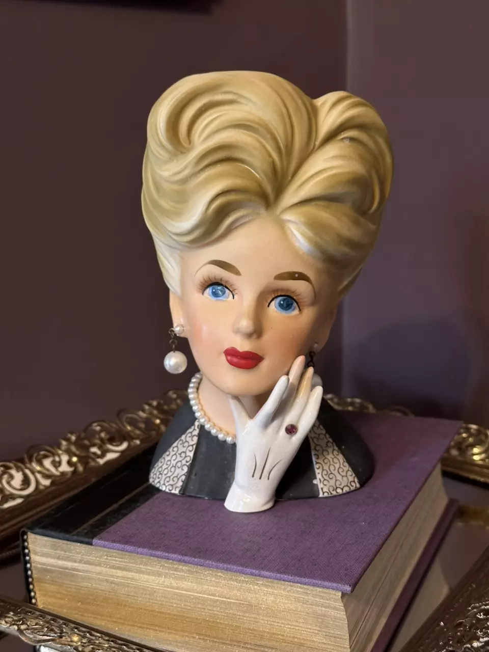 # 8 Relpo Lady Head Vase High Hair 7” thumbnail