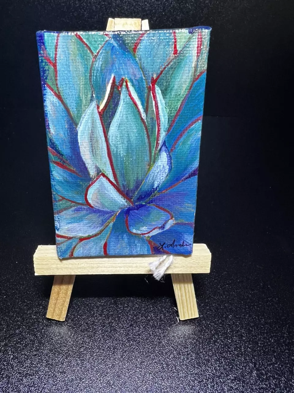 Acrylic painted succulent thumbnail