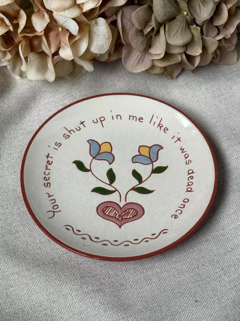 Vintage Handmade Folk Pottery Decorative Plate thumbnail