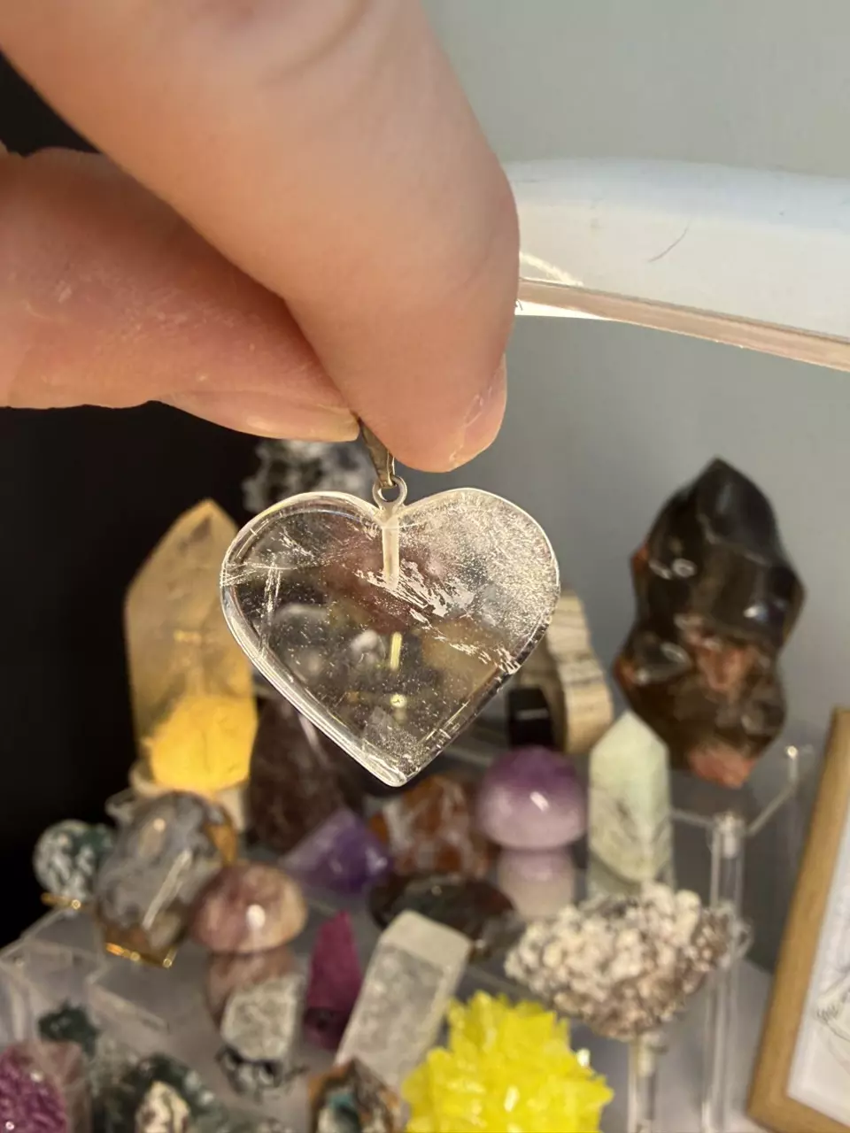 Clear quartz heart pendant - silver hardware thumbnail