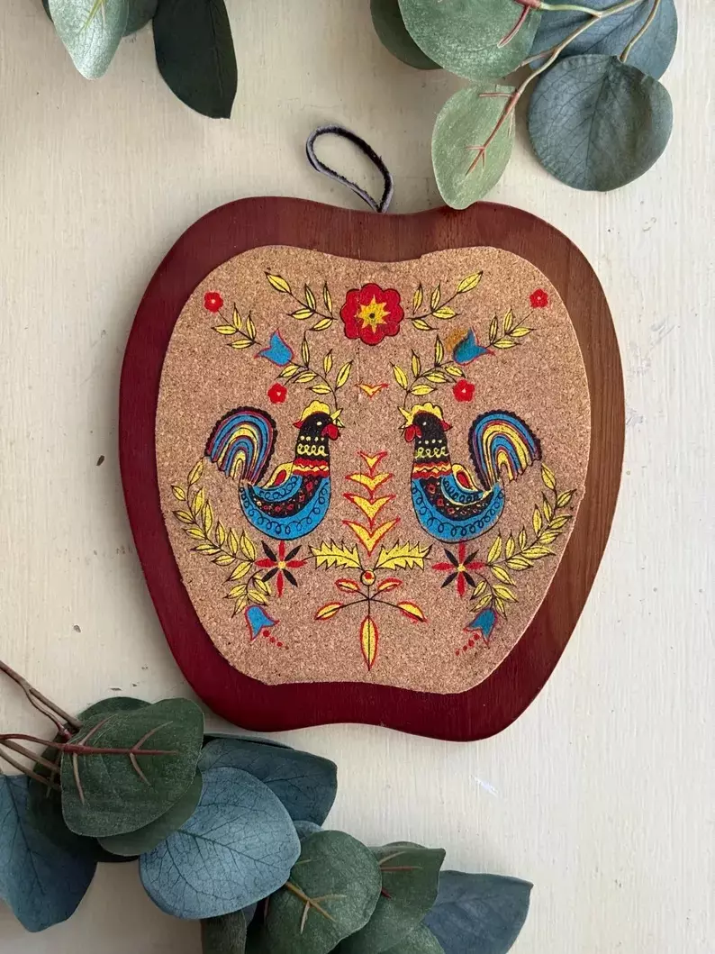 Vintage Folk Art Rooster Wall Plaque thumbnail