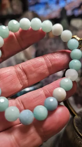 8mm Faceted Blue Calcite Bead Bracelet thumbnail