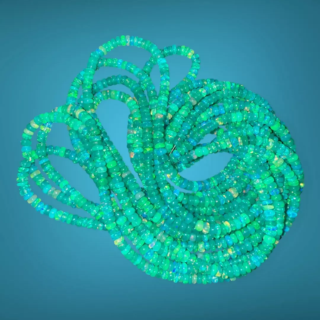 Teal Green Opal Bead Strand 16” inch thumbnail