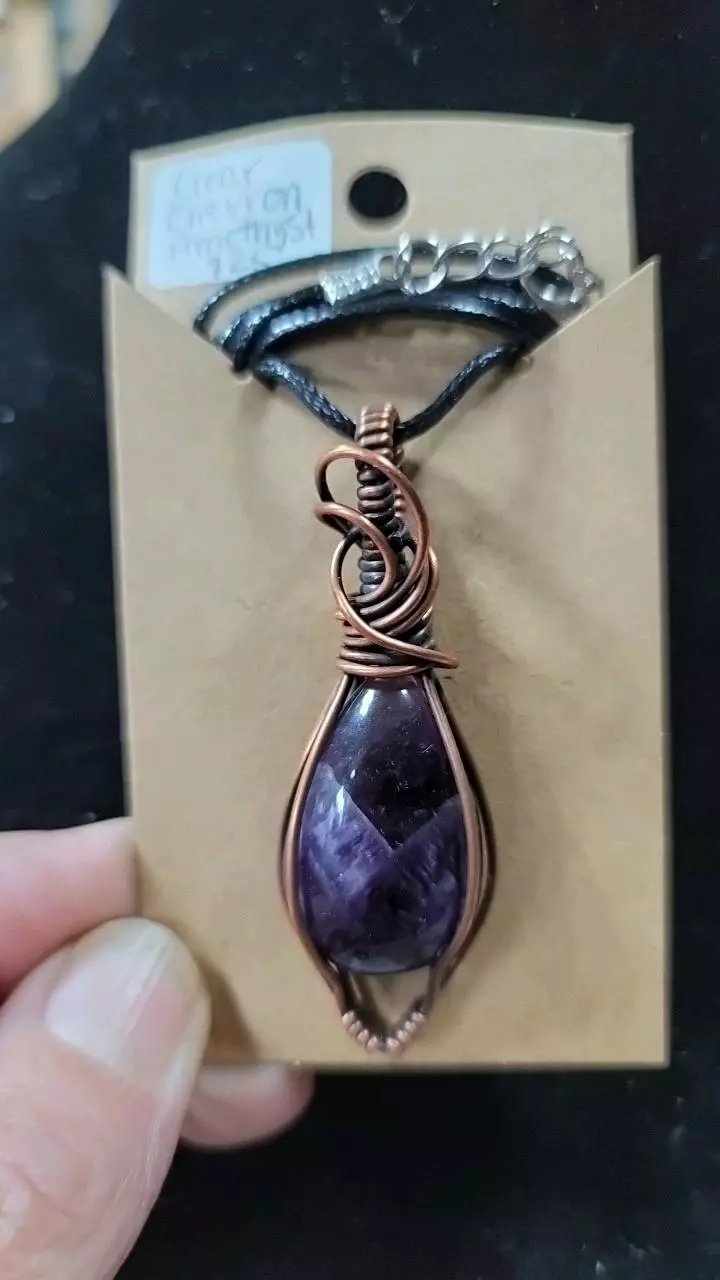 Amethyst pendant clear chevron thumbnail