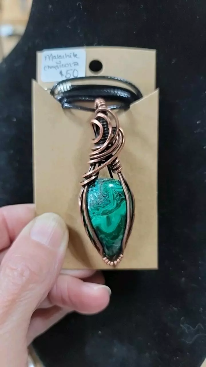 Malachite with chrysocola pendant thumbnail