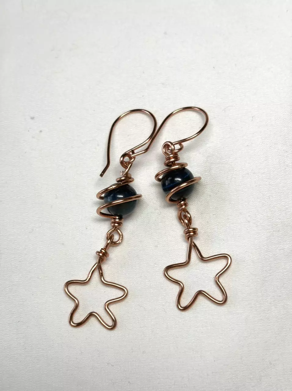 Galaxy tigers eye celestial earrings in copper thumbnail
