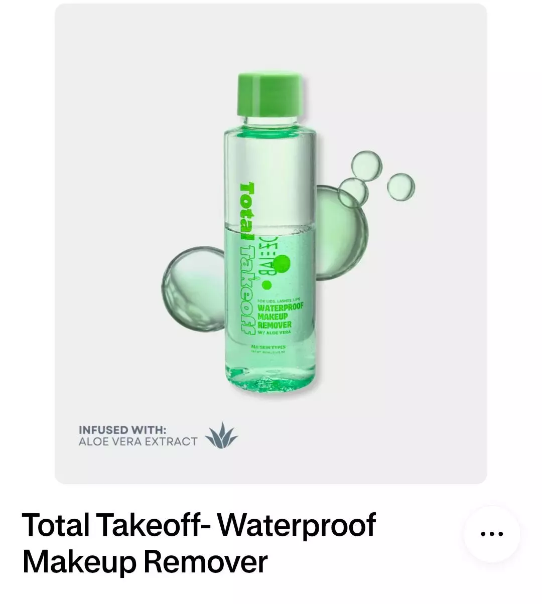 OZ LABS Total takeoff ALL makeup remover. Infused with aloe vera thumbnail