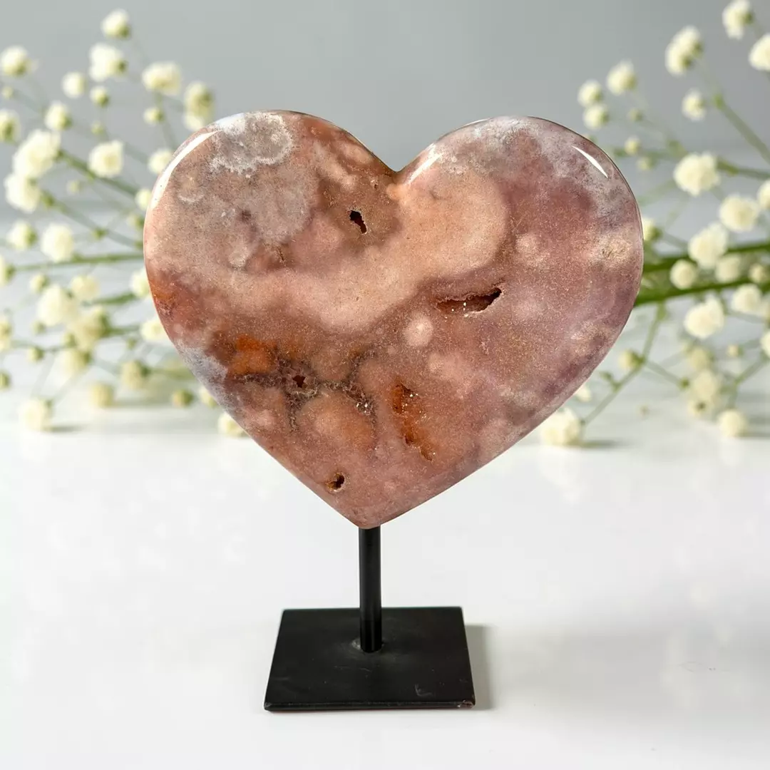 Pink Amethyst Heart on Stand thumbnail