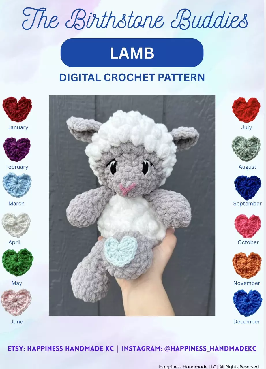 Birthstone Lamb Crochet Pattern - DIGITAL DOWNLOAD thumbnail