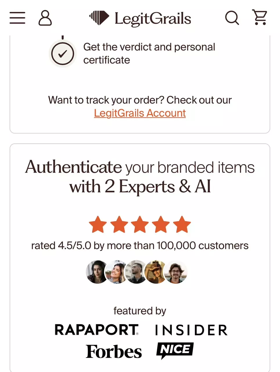 LEGIT GRAILS 30 MINUTE AUTHENTICATION SERVICE thumbnail