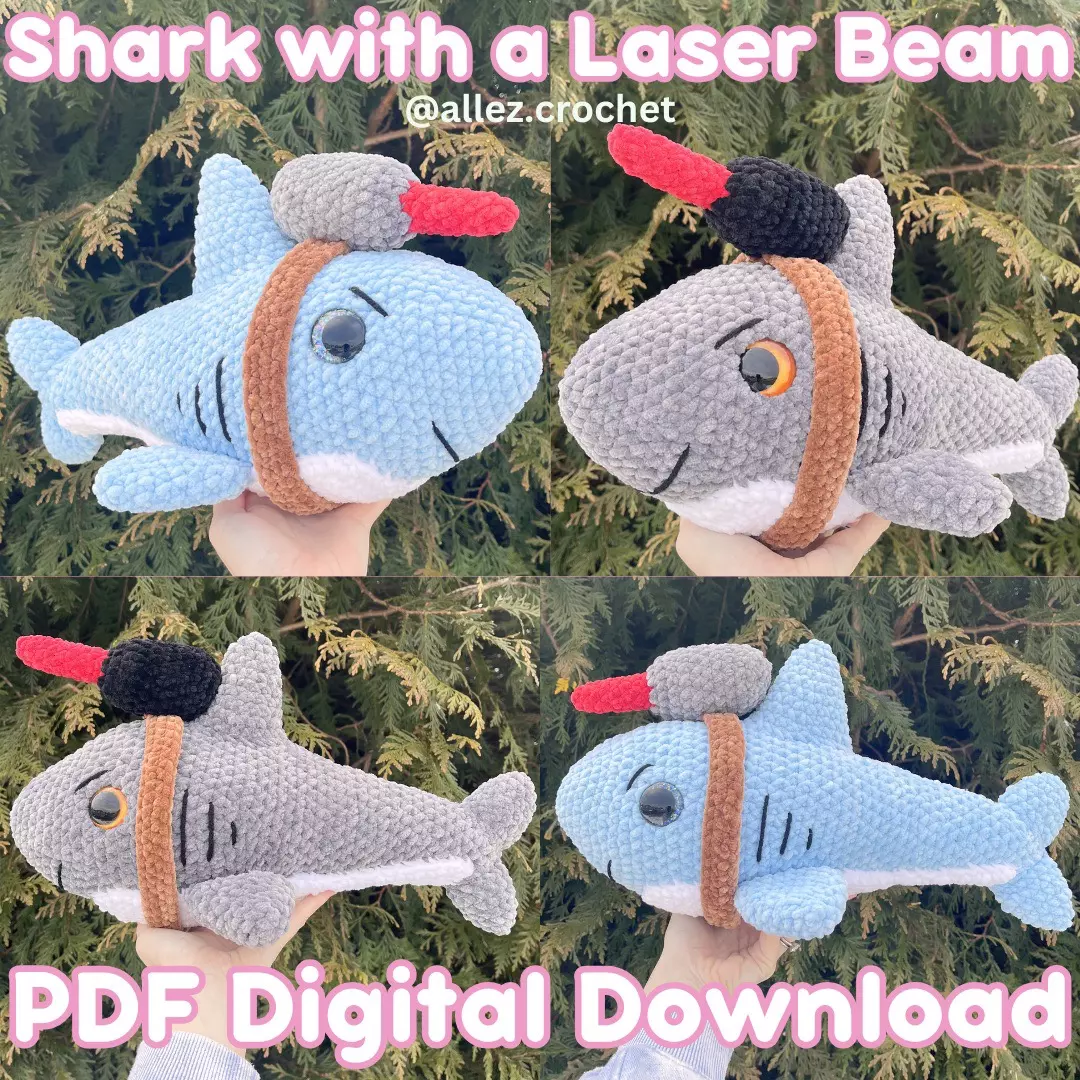 😈🦈PDF Crochet Pattern: Shark with a Laser Beam (NOT a physical product!) thumbnail