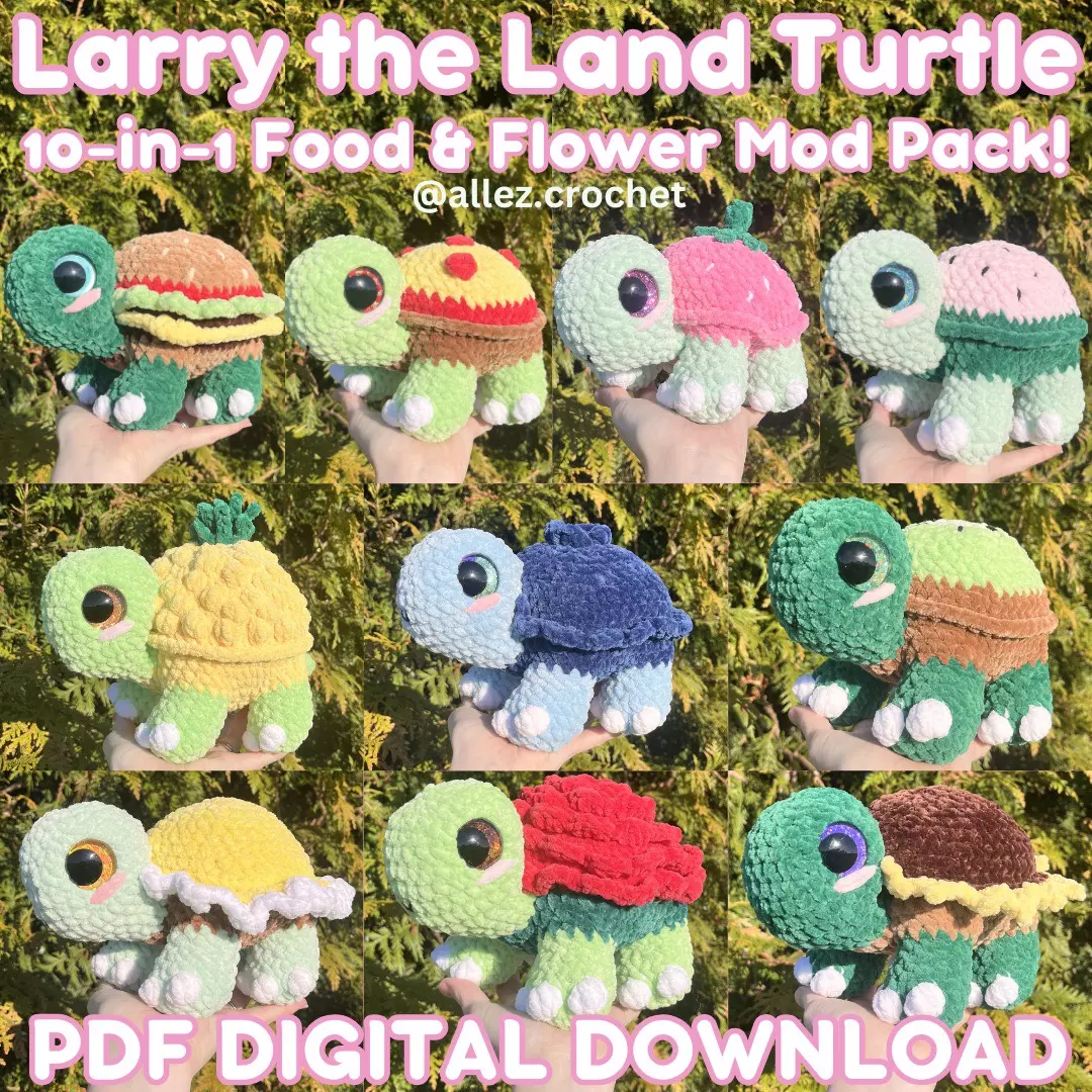 💐🐢PDF Crochet Pattern: 10-in-1 Larry the Land Turtle Mod Pack (NOT a product!) thumbnail