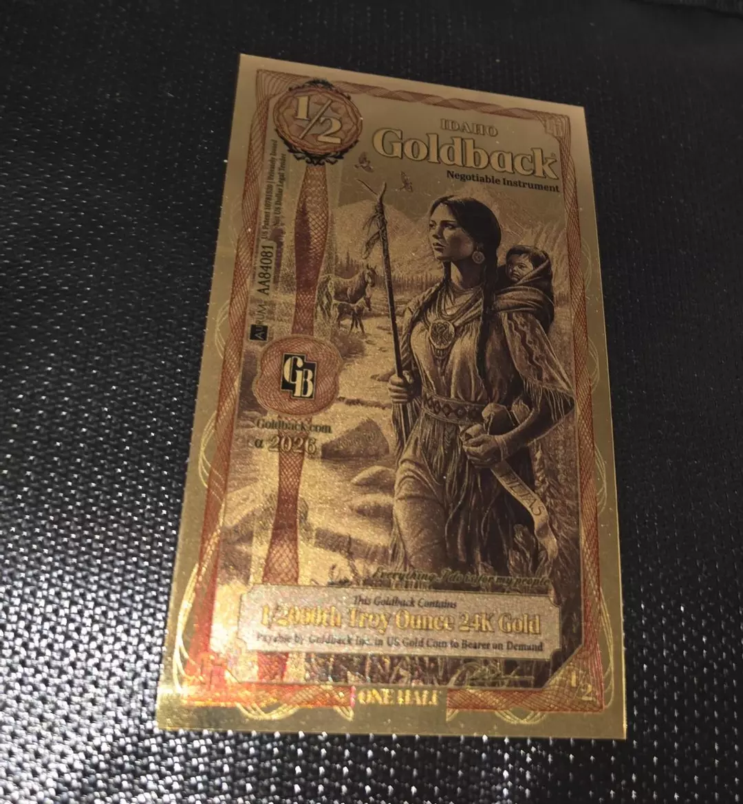2026 Alpha 1/2 Idaho Goldback 1/2000 Troy Oz Gold thumbnail