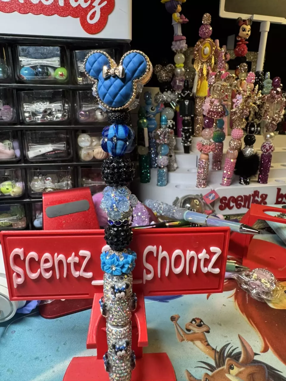 Blue fancy Minnie, mouse ears focal thumbnail