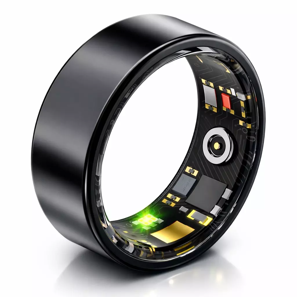 Black Size 7 Smart Ring for Women Men, Sleep Tracking Wearable - Fitness Tracker thumbnail