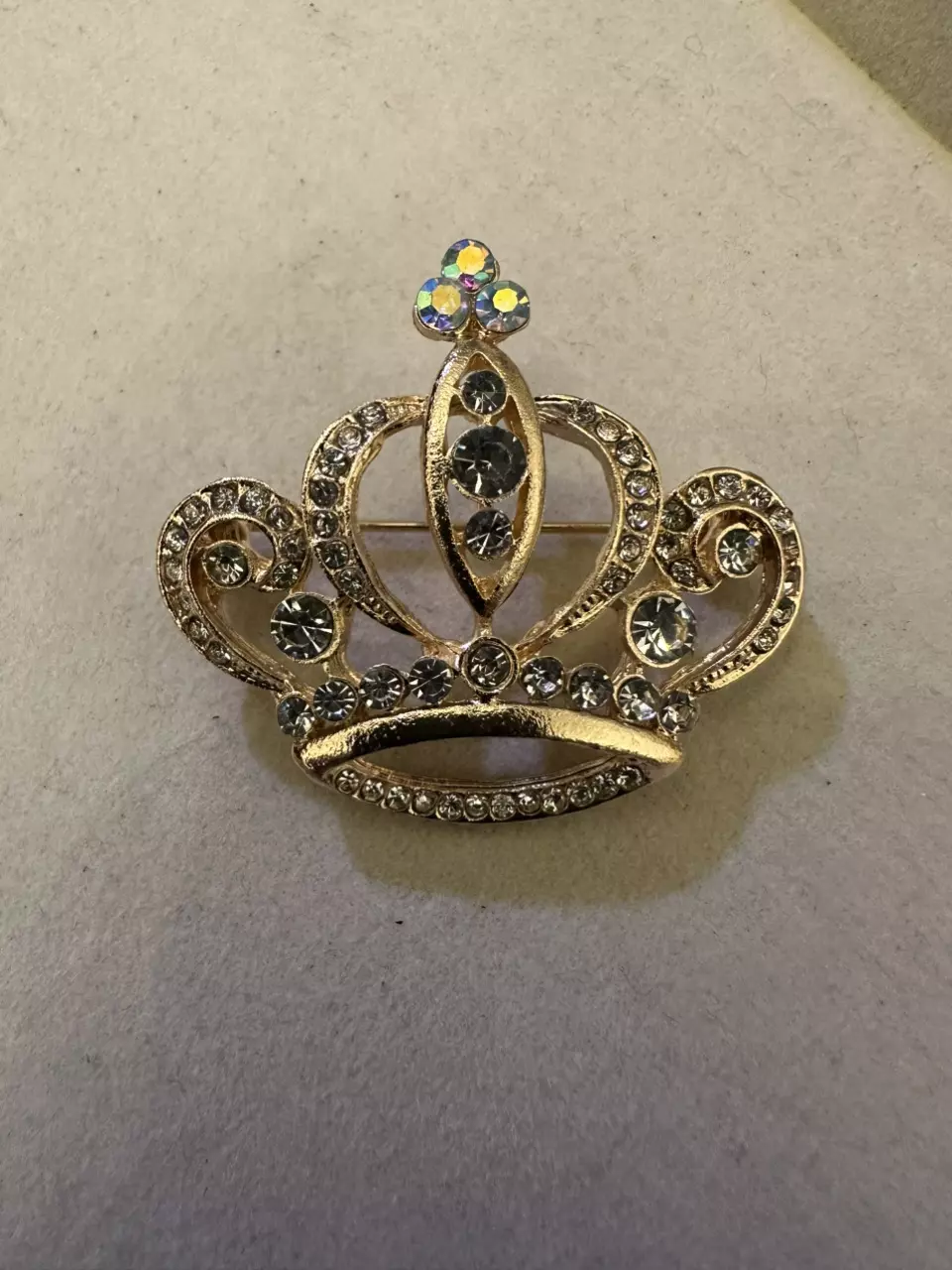Rhinestone crown brooch thumbnail