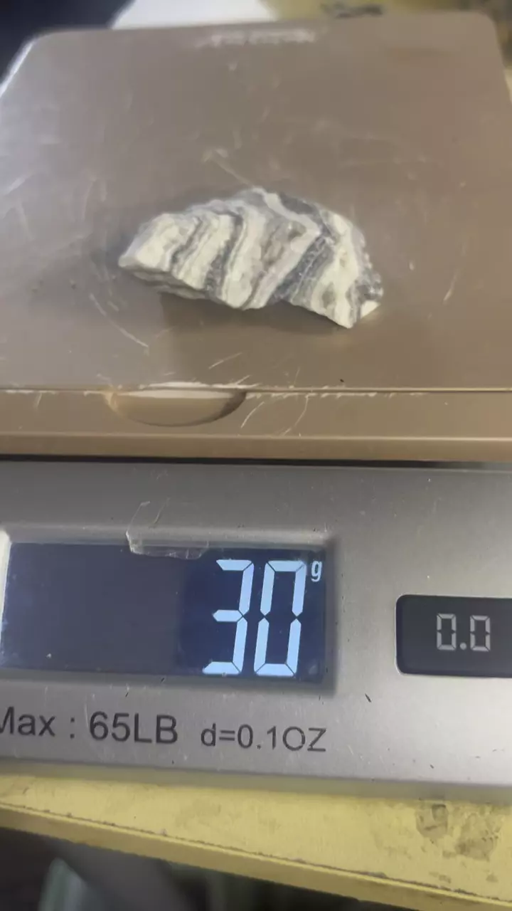 Beautiful raw 30 g zebra  calcite from Mexico, peace around 2 inches thumbnail