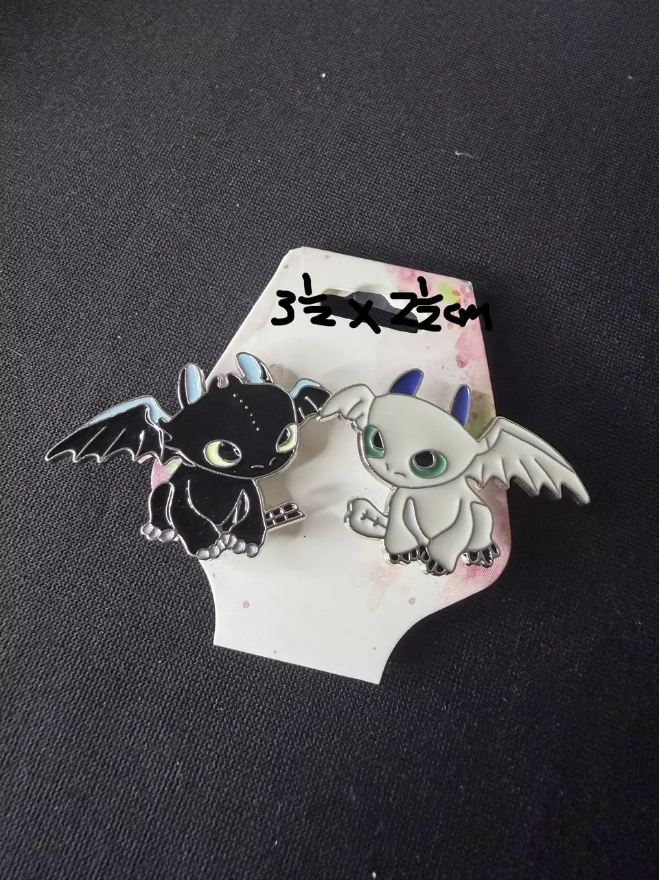 Two Enamel Metal Pins Toothless & Light Fury How To Train Your Dragon thumbnail