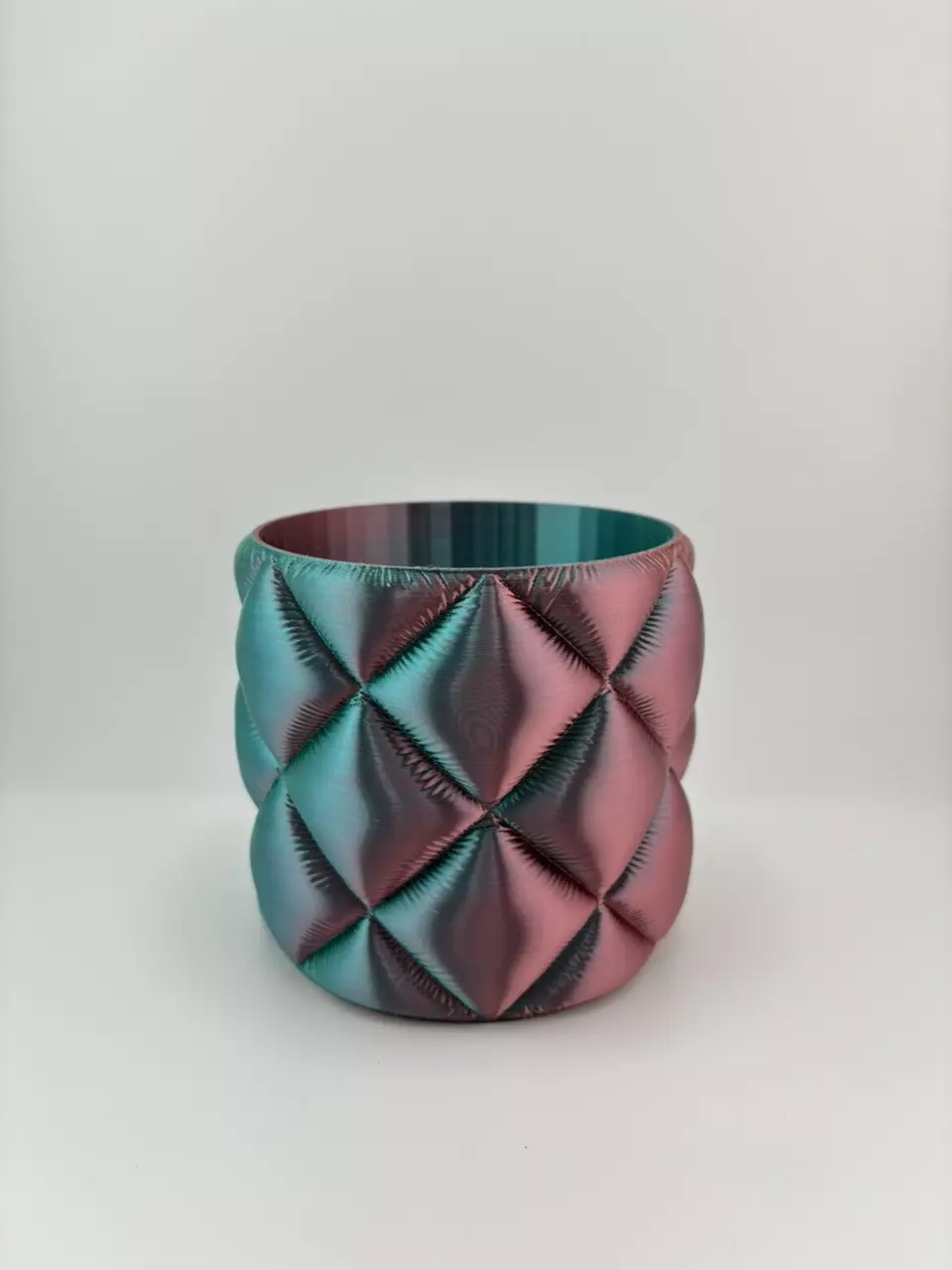 3 inch Quilted Planter (no drainage holes) in Teal/Red🦕❤️ thumbnail