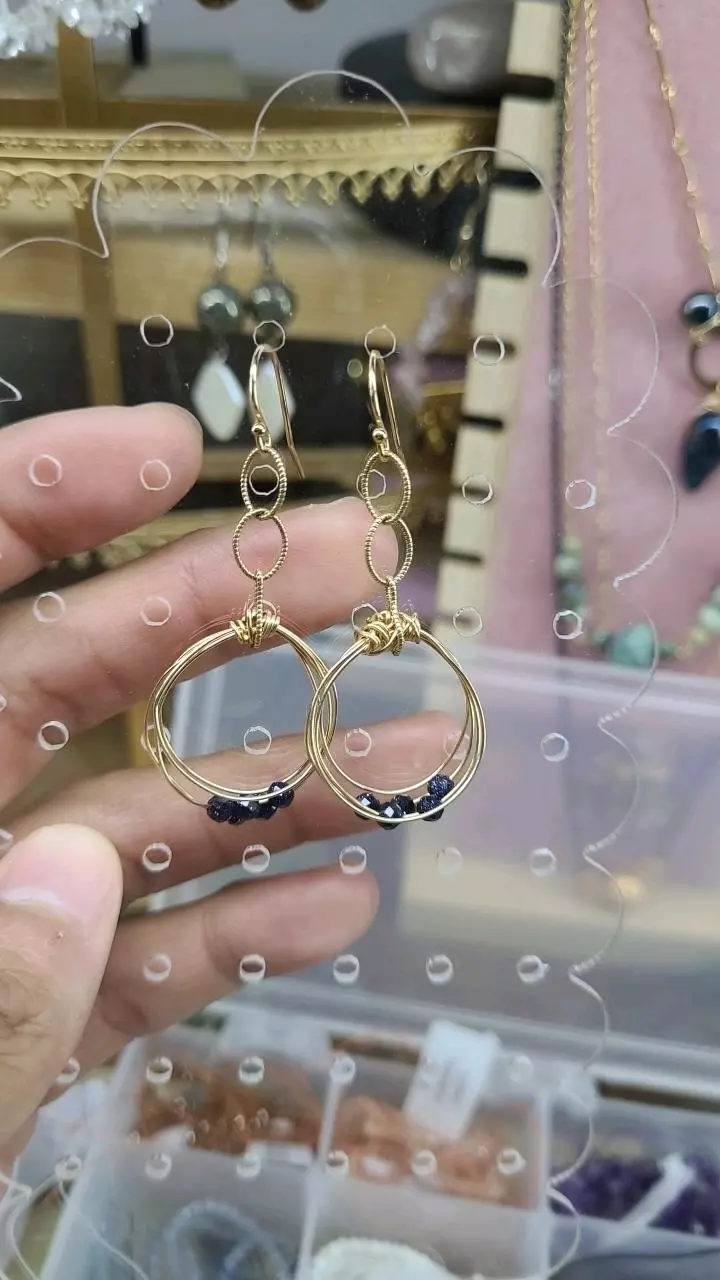 12kt gold-filled wire wrapped blue goldstone thumbnail