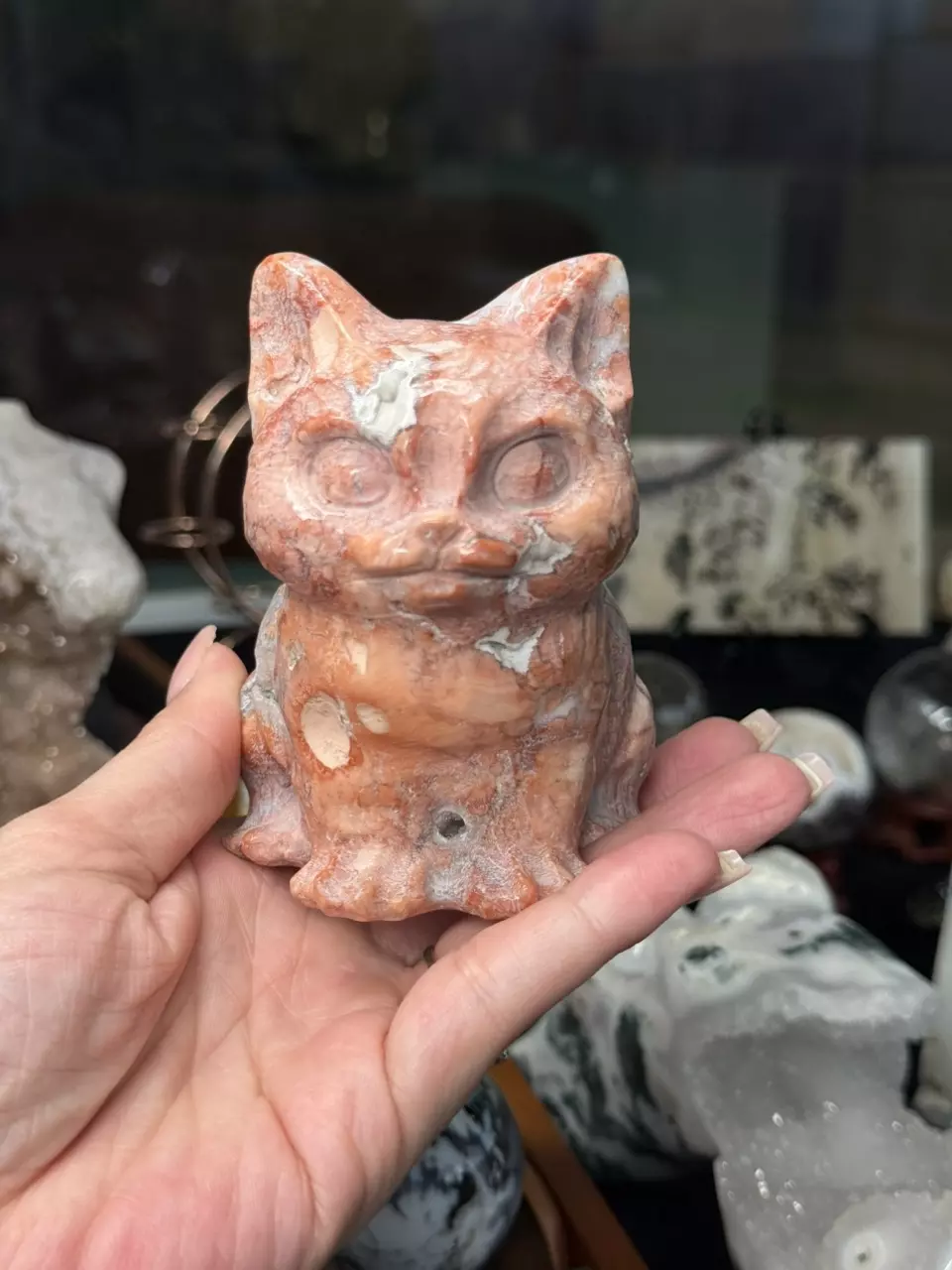 Pink Agate Cat with druzy thumbnail