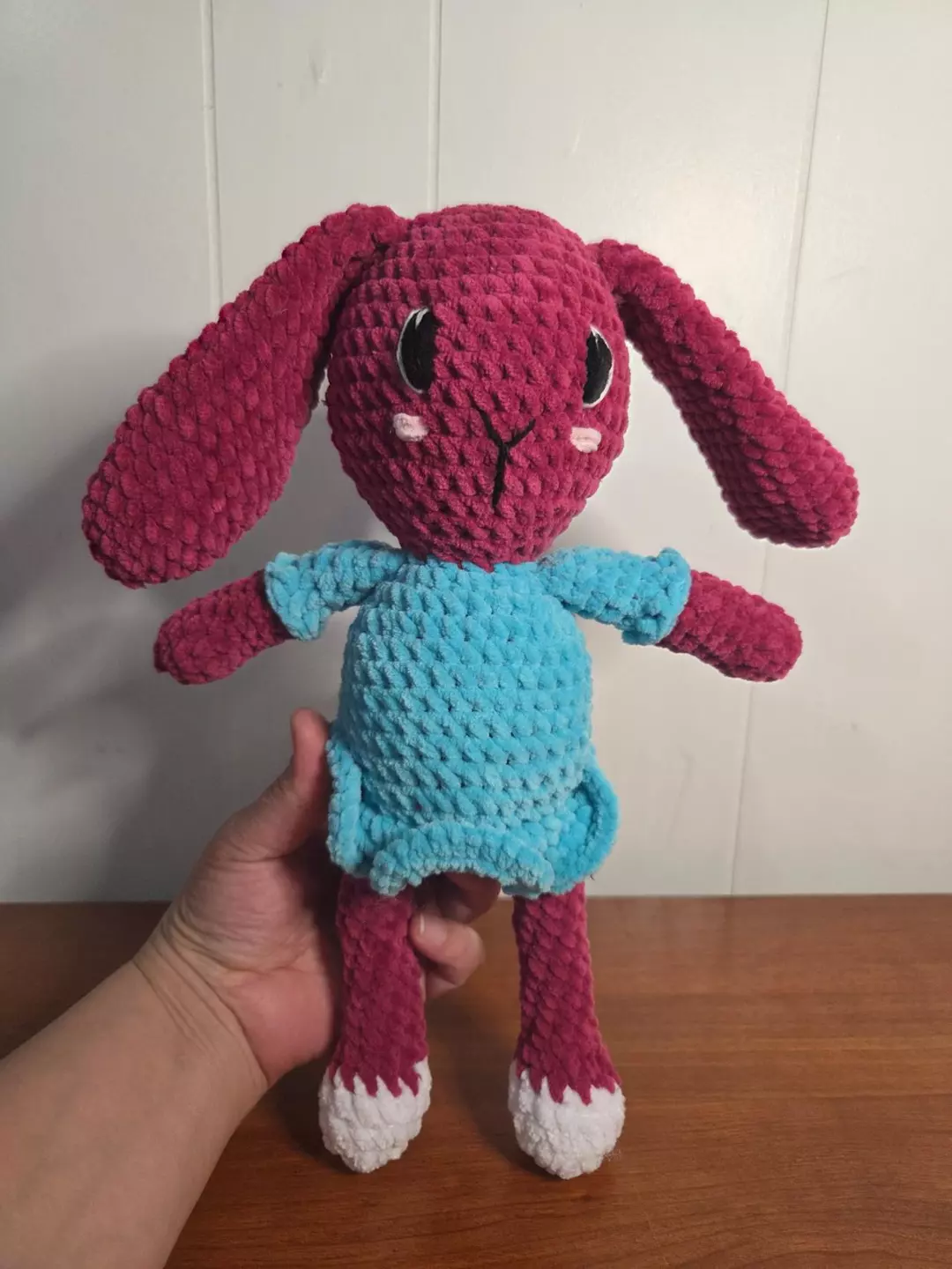 Pink Bunny with aqua  blue dress thumbnail