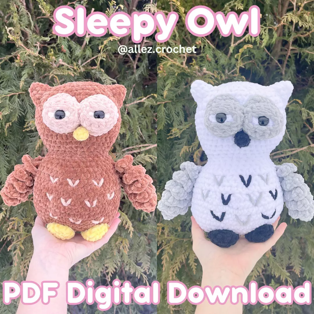 👀🦉PDF Crochet Pattern: Sleepy Owl (NOT a physical product!) thumbnail