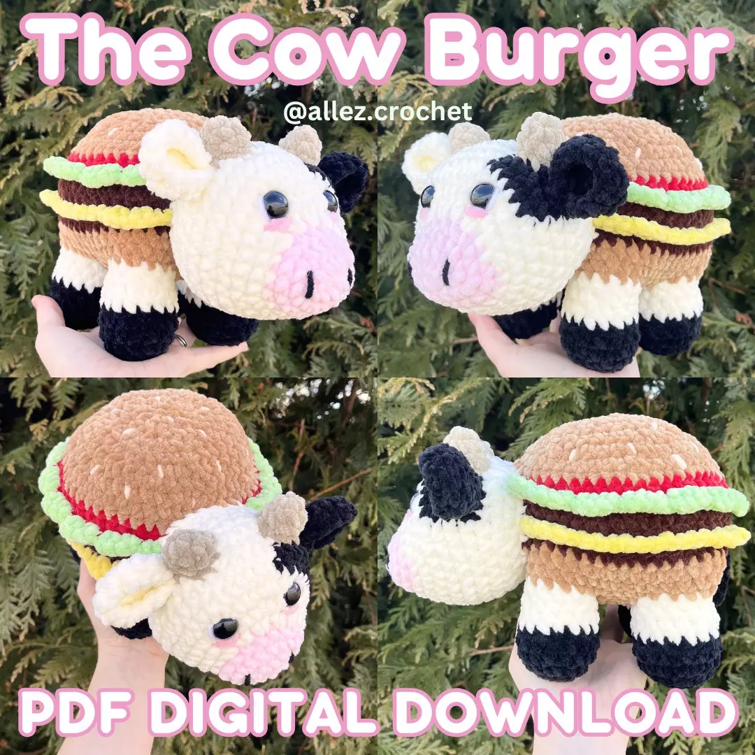 🐮🍔PDF Crochet Pattern: Cow Burger (NOT a physical product!) thumbnail