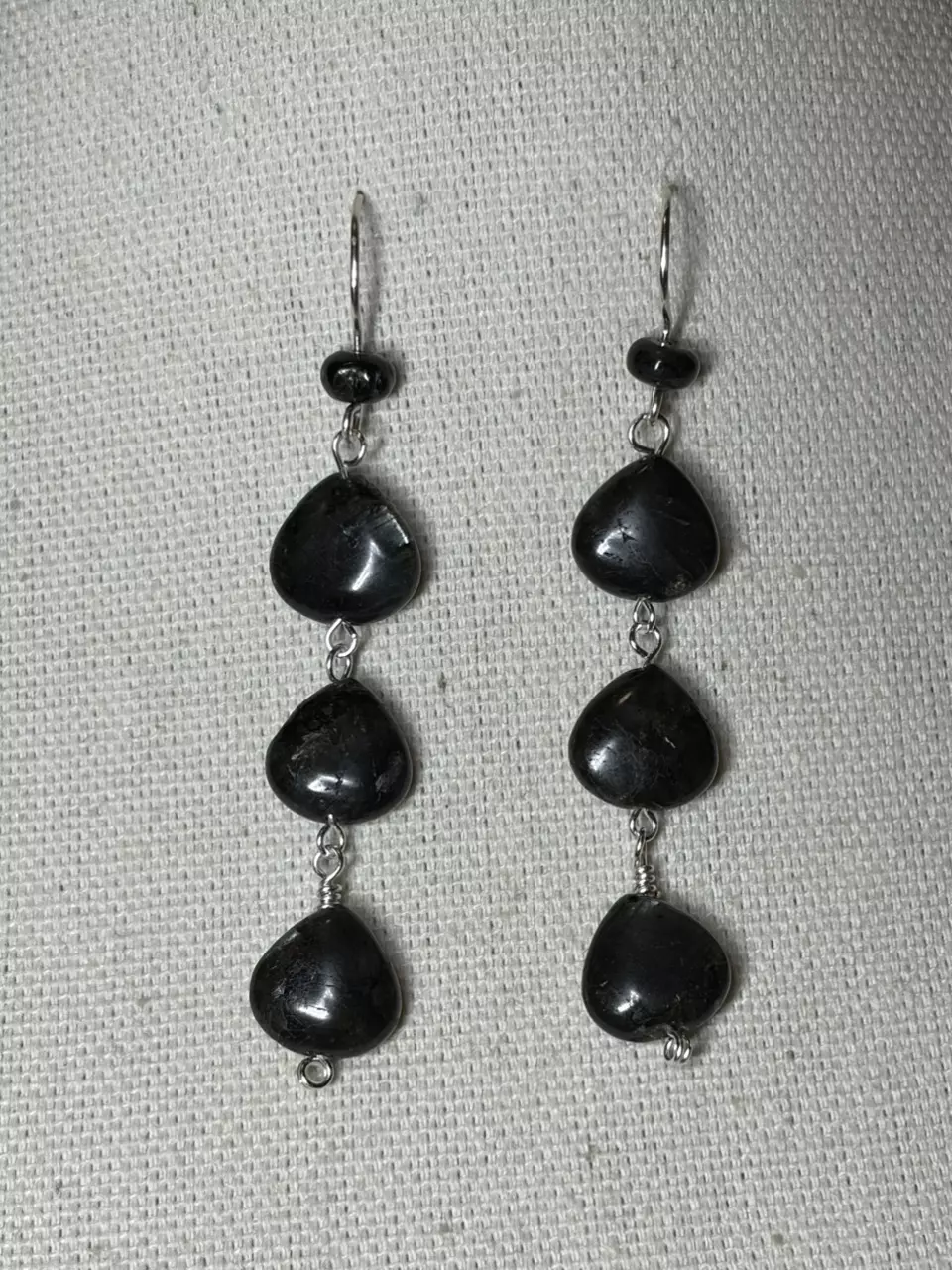 Larvikite triple drop earrings thumbnail